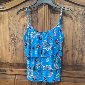 Floral Tiered tankini Top - Blue